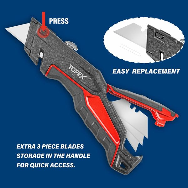 Deluxe Folding Utility Knife 2 Piece Lock Back Auto Load Total 58 Blades