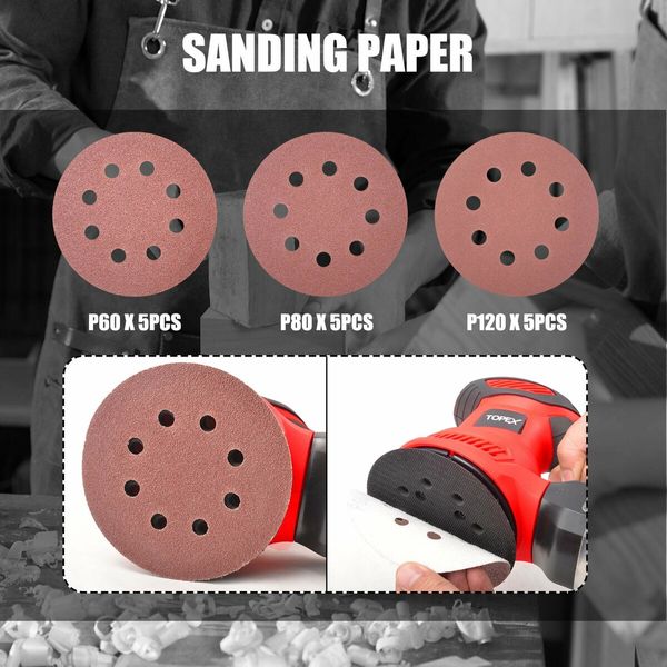 300W Random Orbital Sander Polisher Variable Speed +15pcs Sand Papers