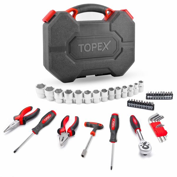 52-Piece Hand Tool Kit Portable Home/Auto Repair Set w/ Ratchet Wrench, Pliers ,Screwdriver Kits and Storage Case