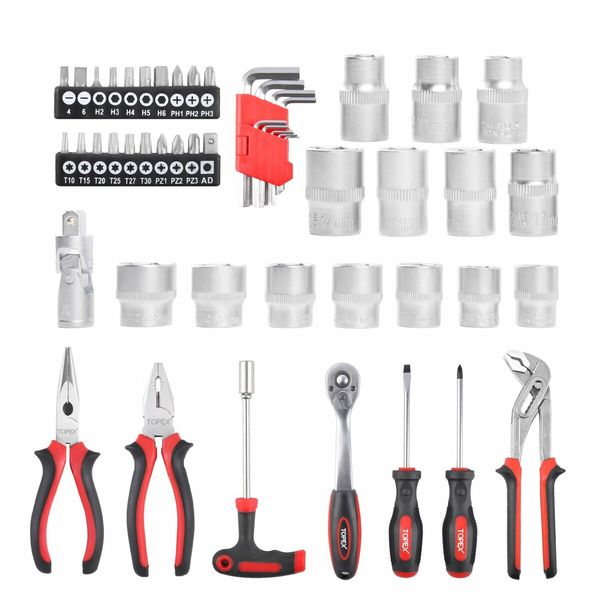 52-Piece Hand Tool Kit Portable Home/Auto Repair Set w/ Ratchet Wrench, Pliers ,Screwdriver Kits and Storage Case