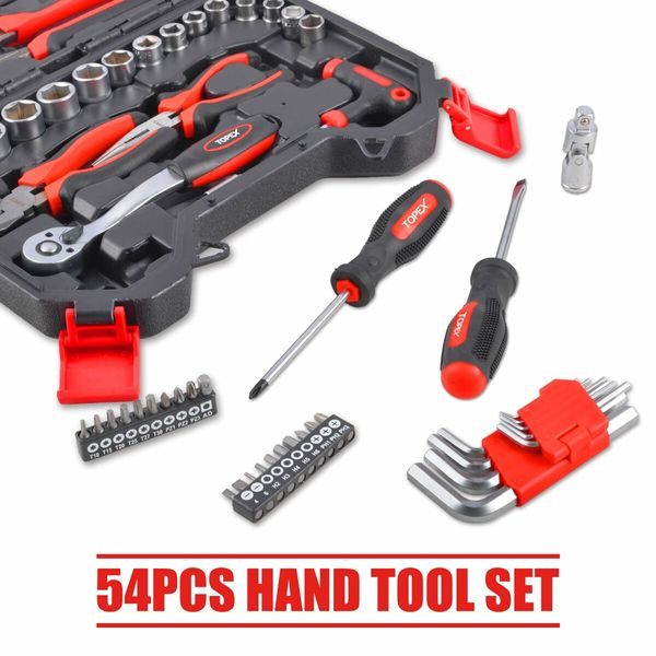 52-Piece Hand Tool Kit Portable Home/Auto Repair Set w/ Ratchet Wrench, Pliers ,Screwdriver Kits and Storage Case