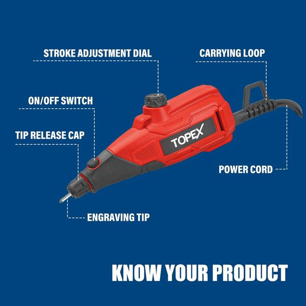 13W Electric Engraver Mini Versatile Etching Tool Kit With Stencils 2 Tips For Glass Metal Wood Plastic