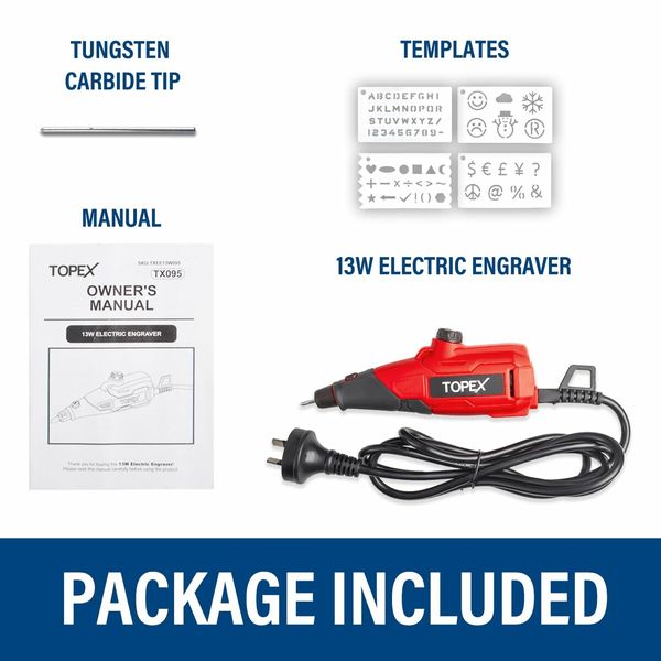 13W Electric Engraver Mini Versatile Etching Tool Kit With Stencils 2 Tips For Glass Metal Wood Plastic