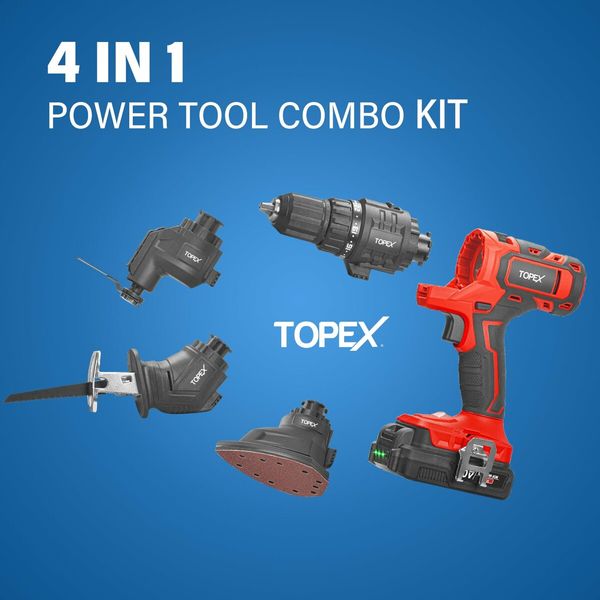 20V 4IN1 Multi-Tool Combo Kit Cordless Drill Sander Reciprocating Saw Oscillating Tool