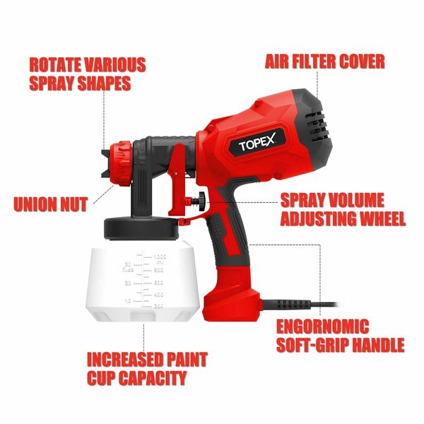 400W Handhold Electric Paint Sprayer Gun 1000ml High Power Portable Spray-Gun Kit Painting Spray Tool