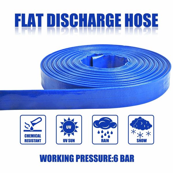 25mm 1" X 50m Submersible water Pump PVC Layflat Hose Kit