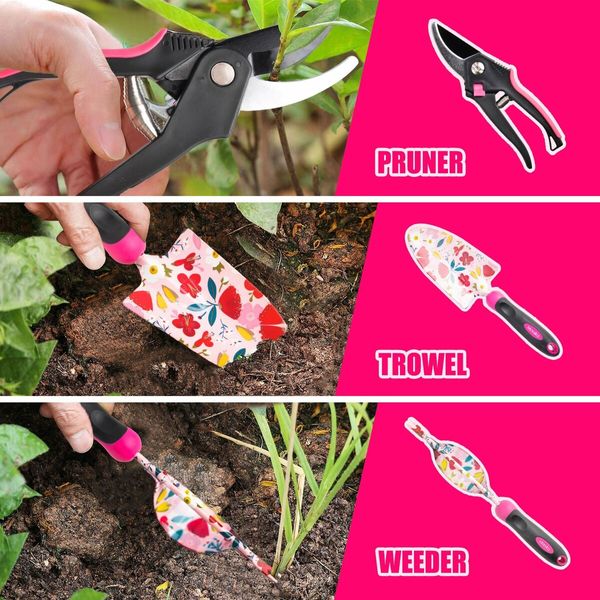 Monika Pink Tool Combo Portable Household Tool Set & Piece Gardening Tool Kit