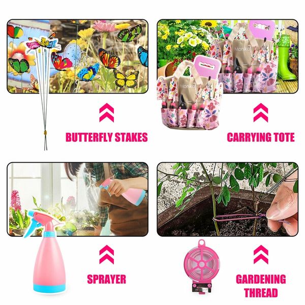 Monika Pink Tool Combo Portable Household Tool Set & Piece Gardening Tool Kit