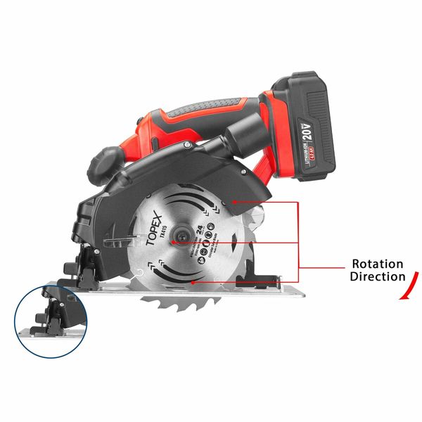 20V Circular Saw, with 1.5Ah Battery & Charger, 4,300RPM, 0°- 45° Bevel Cutting