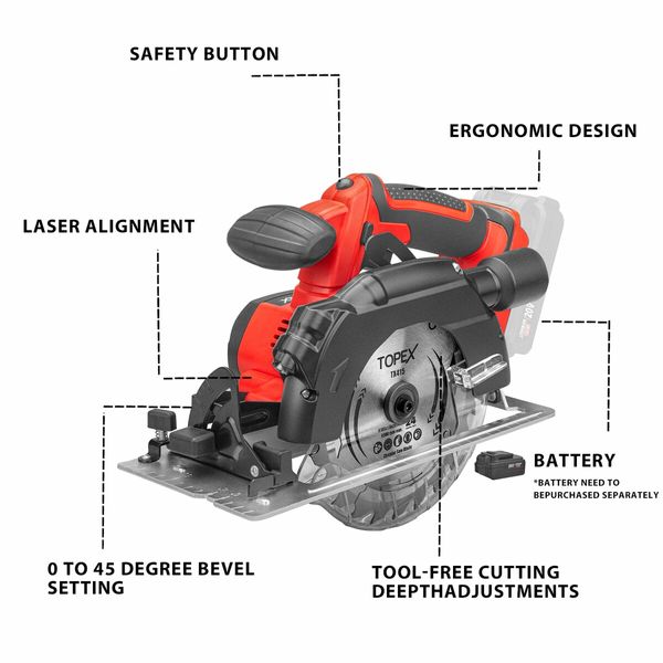 20v 165mm Cordless Circular Saw Skin Only Without Battery