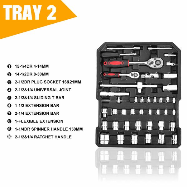 MasterSpec 1180PCS professional tool set aluminum case tool kits with Rolling Tool Box