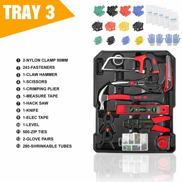 MasterSpec 1180PCS professional tool set aluminum case tool kits with Rolling Tool Box