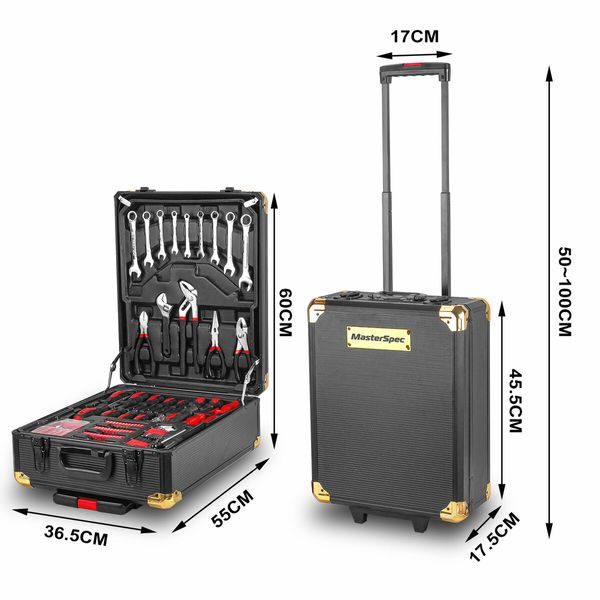 MasterSpec 1180PCS professional tool set aluminum case tool kits with Rolling Tool Box