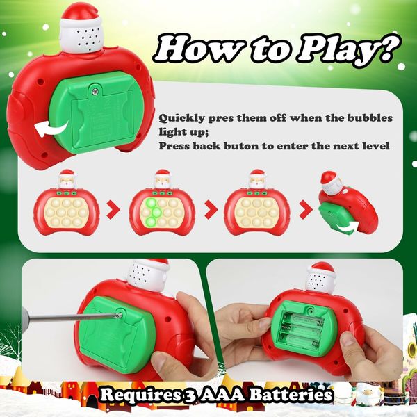 Fast Push Game Fidget Toys Pop Game Handheld Bubble Game Console Light up Pop Game Sensory Fidget Toys for Kids Ages 3+ for Boys and Girls, Birthday Gift (Christmas)