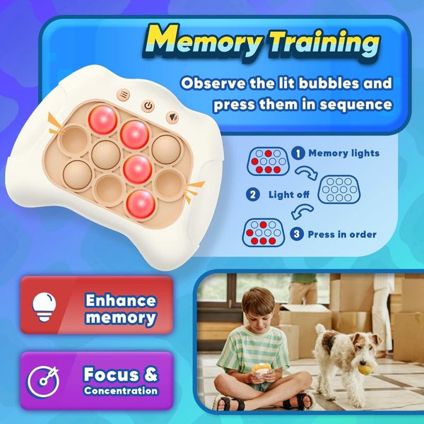 Handheld Game for Kids Age3+,Sensory Fidget Toys for Kids,Birthday Gifts for Age3+ Year Old Boys & Girls & Teens (White)