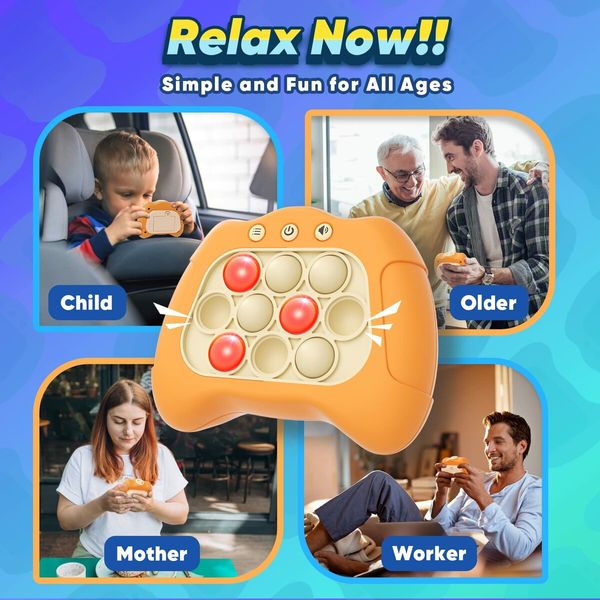 Handheld Game for Kids Age3+,Sensory Fidget Toys for Kids,Birthday Gifts for Age3+ Year Old Boys & Girls & Teens (Orange)