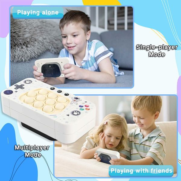 Fast Push Handheld Game,Pop Light Up Game Toys Upgraded Version 2,Lightly Push to Turn Off The Lit Bubbles.Fidget Sensory Toys for Age3+ Year Old Kids Boys & Girls & Teens Birthday Gifts (White)