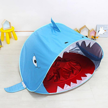 Baby Beach Tent Waterproof Pop Up Sun Awning Tent UV-protecting Cloth Shark Tent Color Blue