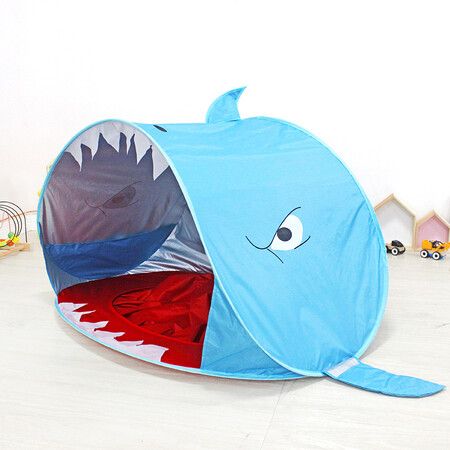 Baby Beach Tent Waterproof Pop Up Sun Awning Tent UV-protecting Cloth Shark Tent Color Blue