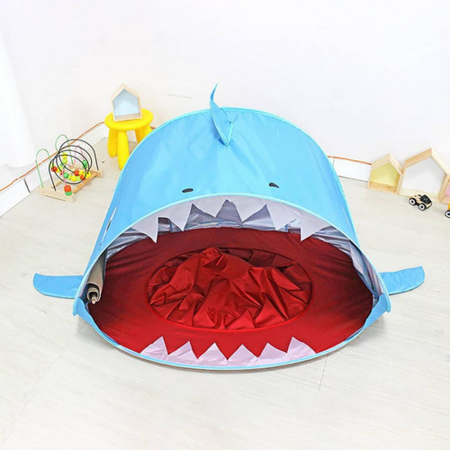 Baby Beach Tent Waterproof Pop Up Sun Awning Tent UV-protecting Cloth Shark Tent Color Blue