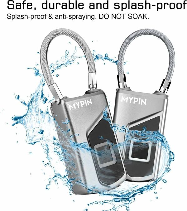 Fingerprint Lock, Smart keyless Waterproof Fingerprint Padlock Ideal for Gym, Door, Luggage, Suitcase, Backpack, Bike, Office