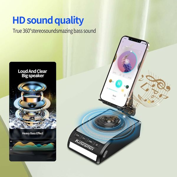 Men Female Dad Festival Gift, Cool Boy Friend Portable Bluetooth Speaker with Phone Stand Black