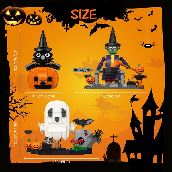 Halloween Horror Serise Building Blocks Toys Set Kids Holiday Gifts Home Car Office Decorations Collectibles Fall Decorations for Home(437 Pieces)