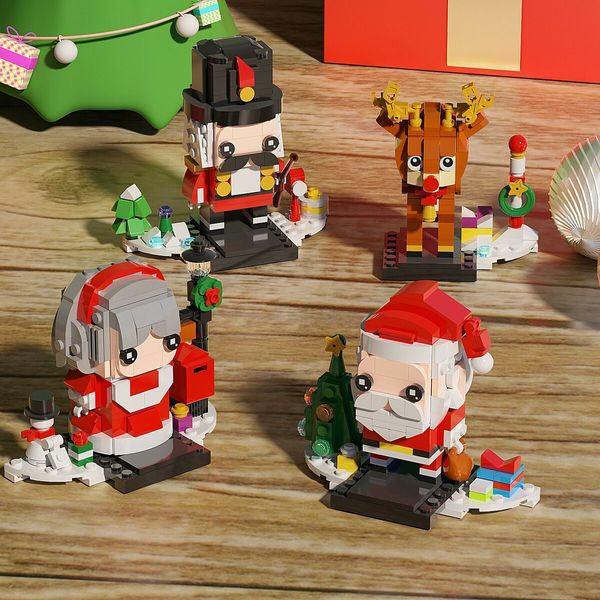 Christmas Building Blocks Sets for Kids Santa Claus,Snowman,Elf and Gnome Building Bricks headz Toys Ornaments Compatible for Christmas Decorations (642pcs)