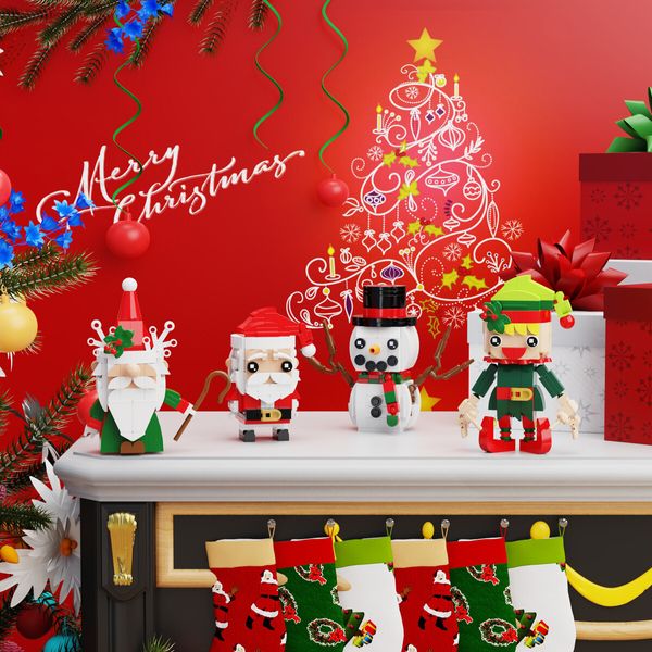 Christmas Building Blocks, Santa Claus, Snowman, Elf and Gnome, Building Bricks, Ornaments Compatible for Kids Ages 6+ (563 Pieces)