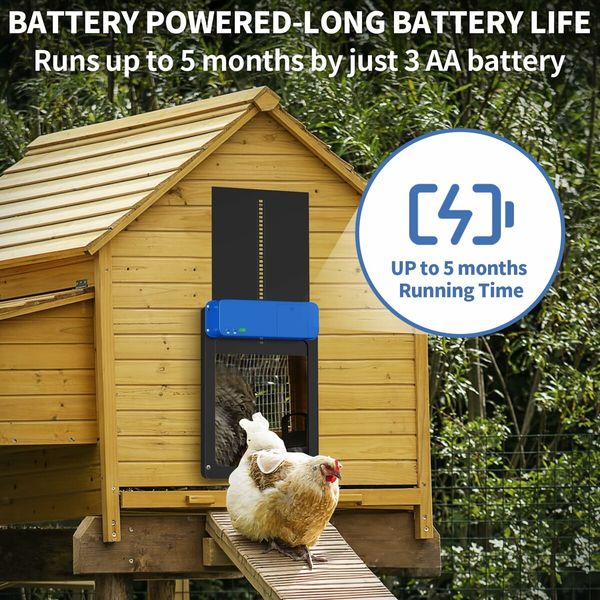 Automatic Chicken Coop Door, Efficient Automatic Chicken Door with Timer and Light Sensor, Practical Chicken Coop Accessories for Chicken and Duck