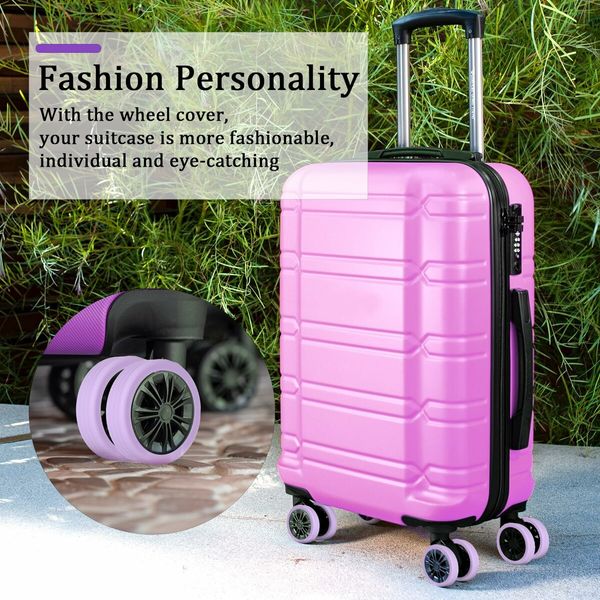 Luggage Wheels Covers,8Pcs Colorful Silicone Suitcase Wheels Covers,Anti-Noise Shock-Proof Luggage Wheel Protector,Carry on Luggage Compartment Wheel Protection Cover (Purple)