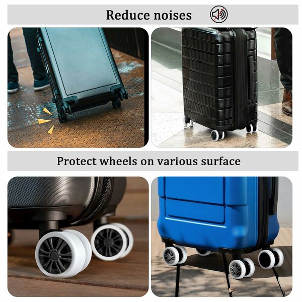 Luggage Wheels Covers,8Pcs Colorful Silicone Suitcase Wheels Covers,Anti-Noise Shock-Proof Luggage Wheel Protector,Carry on Luggage Compartment Wheel Protection Cover (Gray)