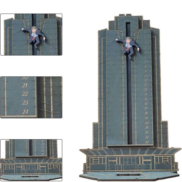 Christmas Advent Calendar,Deadly Advent Calendar,Hans Gruber Dropped Nakatomi Plaza,Tabletop Wooden Ornament Christmas Countdown Calendar (Blue)