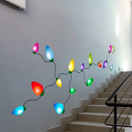 Christmas Decorations Light Bulb Wire Sticker Window Glass Living Room Bedroom Home Decoration Self Adhesive Wall Sticker