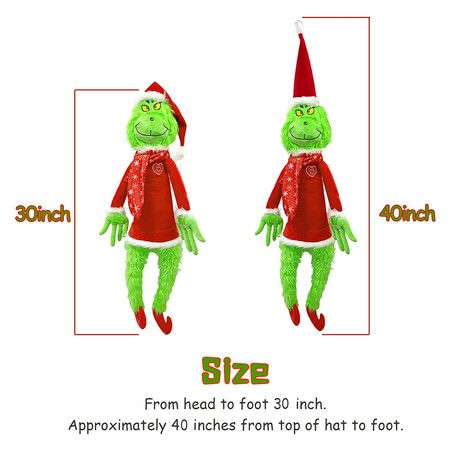 Christmas Decoration Plush Toy, 30 Inch Green Monster Plush Toy Suitable for Christmas Tree Home Decoration