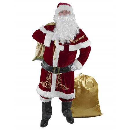 Men's Deluxe Santa Suit 12PCS Christmas Adult Santa Claus Costume XXXL