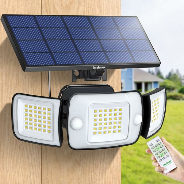 Solar Flood Lights Outdoor Motion Sensor with Remote Control, 6000mAh 1200LM Solar Lights for Outside IP65 Waterproof