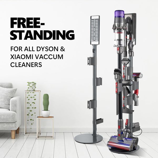 Freestanding Vacuum Stand Cordless Cleaner Storage Rack Holder Metal Organizer Accessories Organiser Bracket for Dyson Xiaomi Models Grey