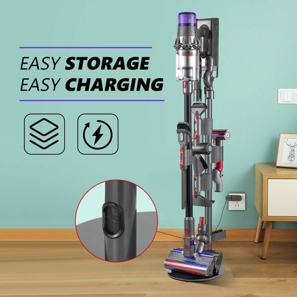 Freestanding Vacuum Stand Cordless Cleaner Storage Rack Holder Metal Organizer Accessories Organiser Bracket for Dyson Xiaomi Models Grey