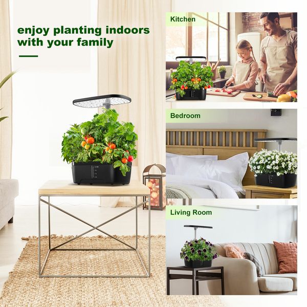 Hydroponics Growing System 8 Pods Indoor Herb Garden Kit Full Spectrum LED Grow Light Smart Water Pump Tank Planter Plant Germination