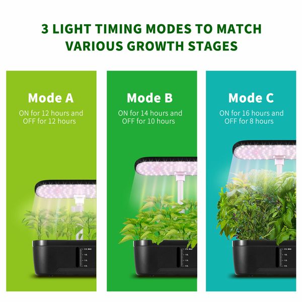 Hydroponics Growing System 8 Pods Indoor Herb Garden Kit Full Spectrum LED Grow Light Smart Water Pump Tank Planter Plant Germination