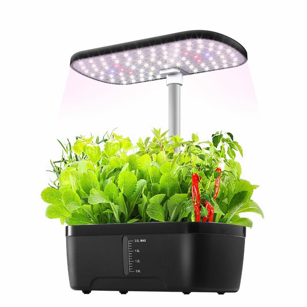 Hydroponics Growing System 8 Pods Indoor Herb Garden Kit Full Spectrum LED Grow Light Smart Water Pump Tank Planter Plant Germination