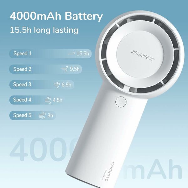 Handheld Turbo Fan, 16H Max Cooling Time, Mini Portable Hand Fan for Travel, Outdoor, Home, Office White