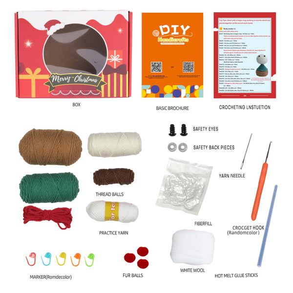 Christmas Crochet Kit for Beginners, Crochet Starter Kit  Tutorials, Crochet Kits for Adults and Kids, DIY Craft Supplies, Christmas Gnome Decoration