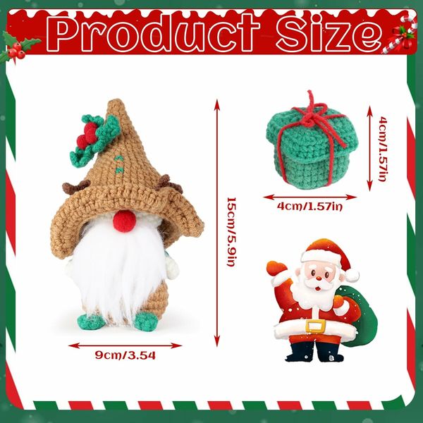 Christmas Crochet Kit for Beginners, Crochet Starter Kit  Tutorials, Crochet Kits for Adults and Kids, DIY Craft Supplies, Christmas Gnome Decoration