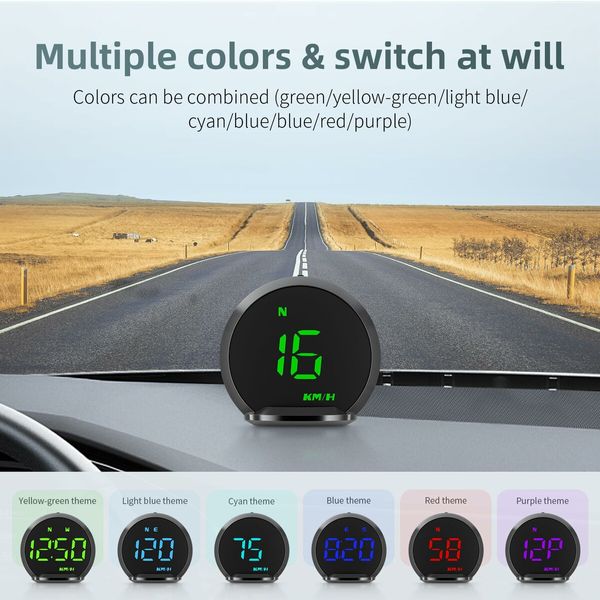 Digital GPS Speedometer New HUD Universal Car Head Up Display LCD Display HUD with KMH Digital Speed Fatigued Driving Alert Overspeed Driving Direction for All Vehicle