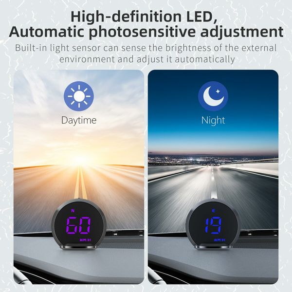 Digital GPS Speedometer New HUD Universal Car Head Up Display LCD Display HUD with KMH Digital Speed Fatigued Driving Alert Overspeed Driving Direction for All Vehicle