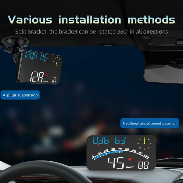 Digital GPS Speedometer,Universal Car HUD Head Up Display with Speed KMH,Compass Direction,Fatigue Driving Reminder,Driving Distance,Altitude,Overspeed Alarm HD Display,for All Vehicle