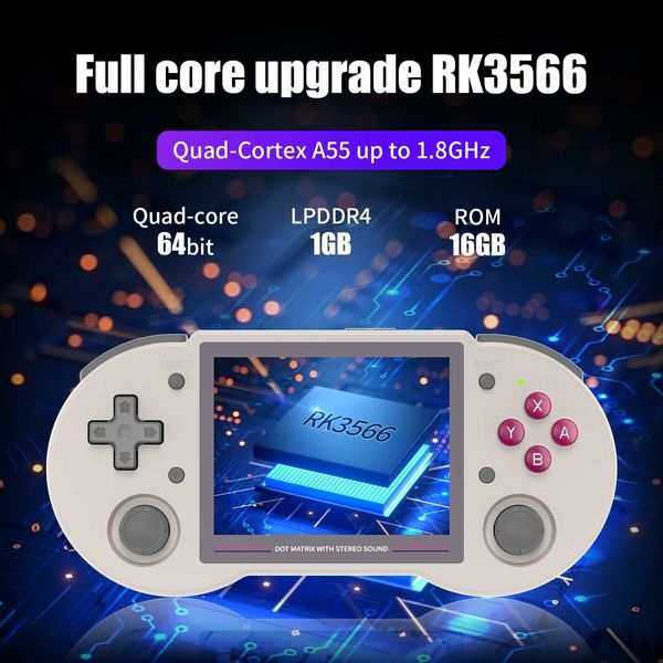 RG353PS (Gray) Retro Handheld Game Console,Single Linux System RK3566 Chip 3.5 Inch IPS Screen 128G TF Card Preinstalled 4519 Games，Christmas Gift