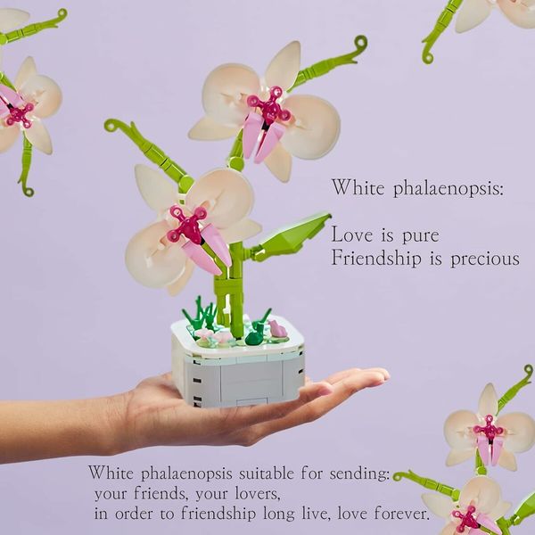 Building Block Flower Bouquet Building Sets DIY Creative Potting Building Blocks Flowers Artificial Flower Toy Gifts(Butterfly Orchid)